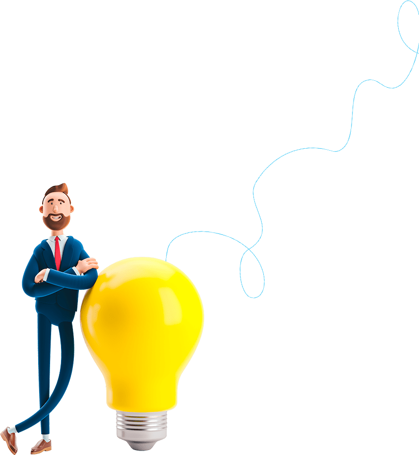 A man stand with a bulb